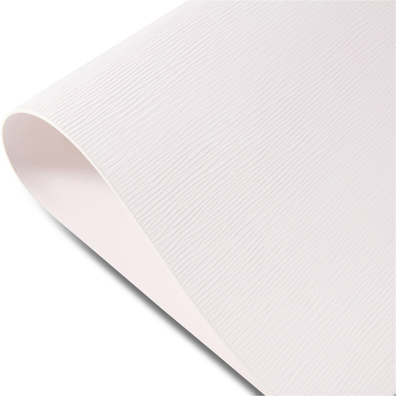  Ridges Reversible Premium Vegan Leather 12" X 18" Rectangular Placemats Set Of 4, Blanc