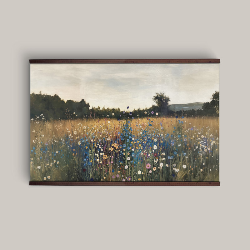 Wildflower Field Art Wall Decor, Canvas Wall Tapestry, Large Wall Hanging, Wildflowers Tapestry, 45" H x 73" W