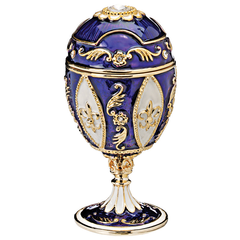 Enameled Eggs Pewter Decorative Box, Purple