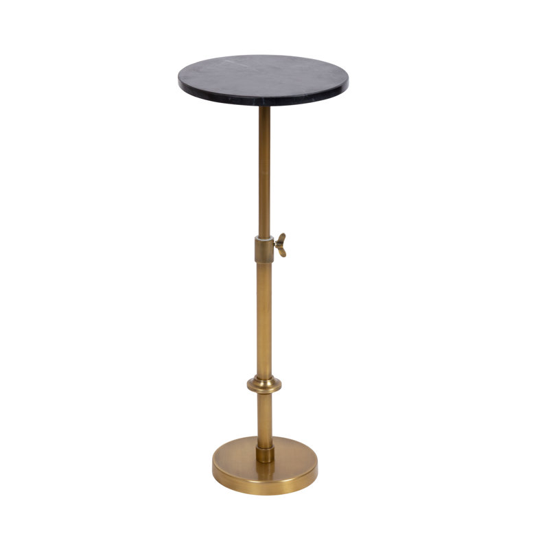 Table piédestal en métal Traditional, Noir, Doré, L 10 po x P 10 po