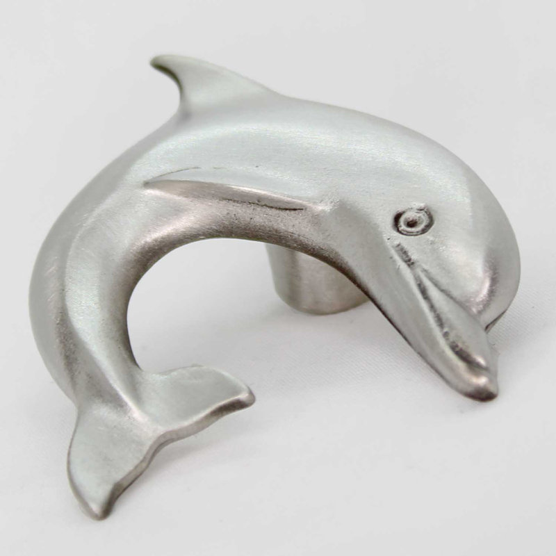 1.9" Dolphin Right Facing Small Knob, Brushed Nickel, 1.9" L x 1.7" W