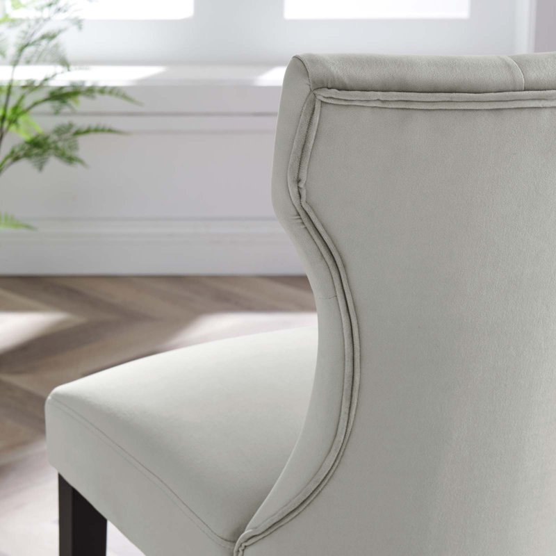 Modway Silhouette Performance Velvet Dining Chairs, Light Gray