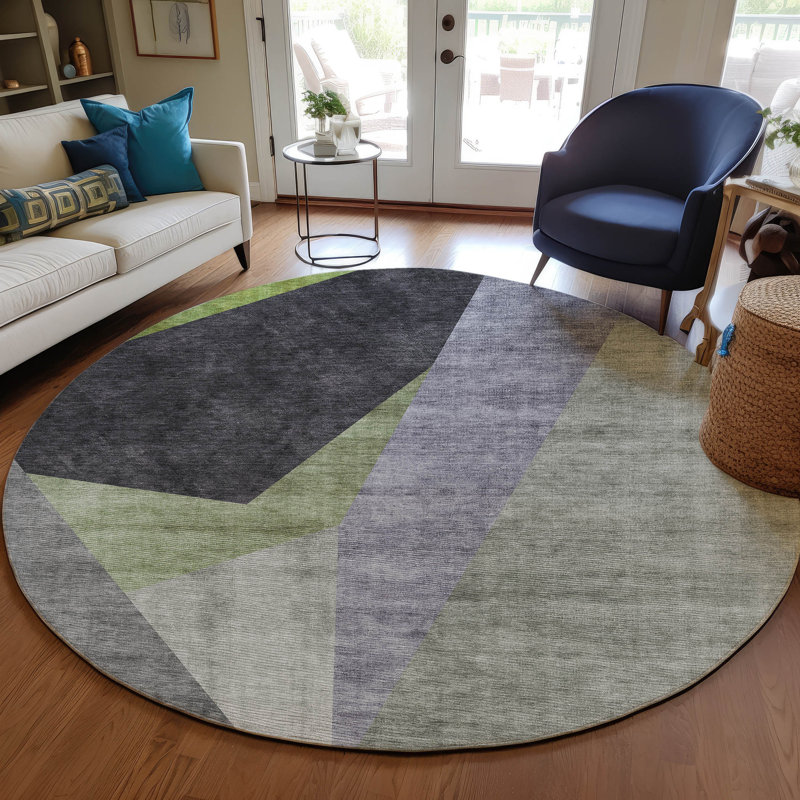 Tapis intérieur / extérieur Killingly avec envers antidérapant, Rond 8 pi