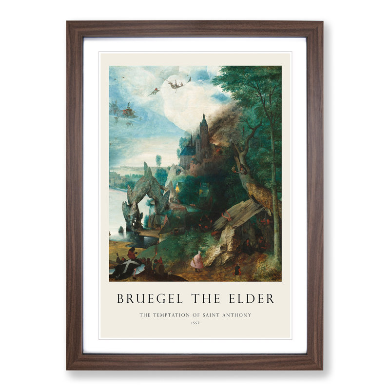 The Temptation of Saint Anthony by Pieter Bruegel the Elder - Picture Frame Painting, 65cm H x 48cm W x 2cm D, Walnut Framed