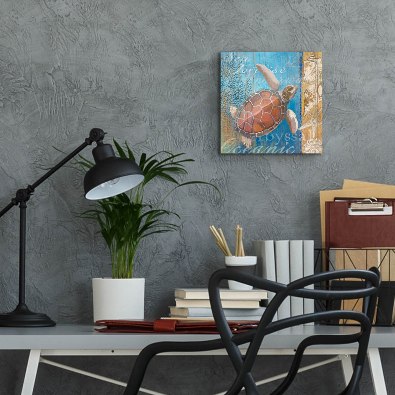  «Turtle and Sea» par Art Licensing Studio, art mural en verre acrylique, 12 po x 12 po