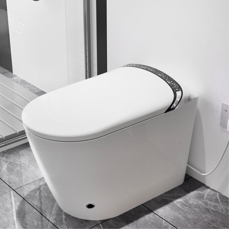 Elongated White Smart Toilet With Auto Open/Close Lid, Foot Sensor Function, 1.28 Siphonic Jet Flushing, Multiple Washing Modes, And Heated Seat For A Hygienic Bathroom