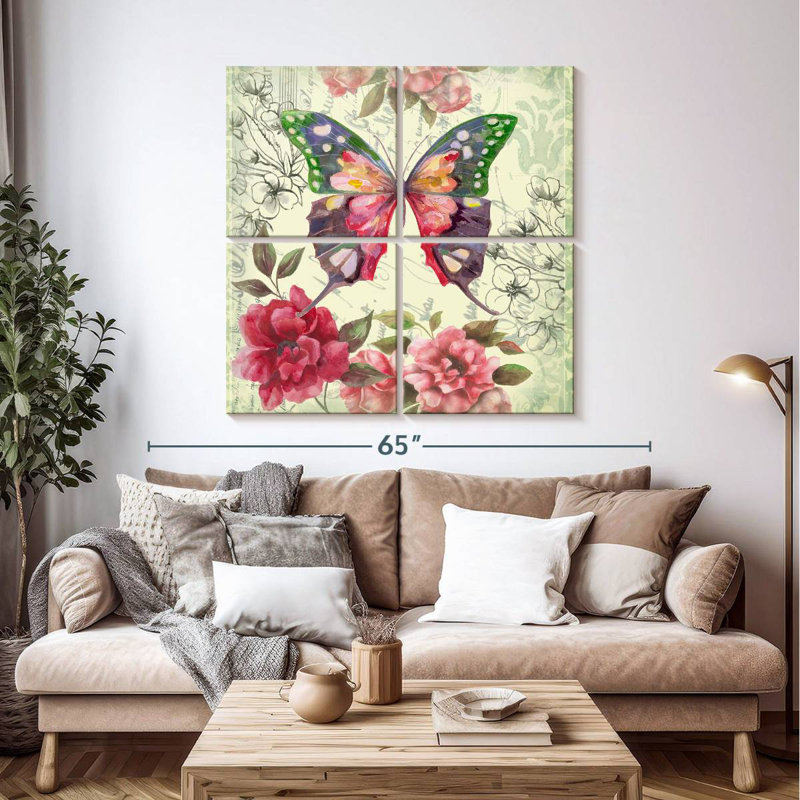 Brampt papillon floral II, H 45 po x l 45 po