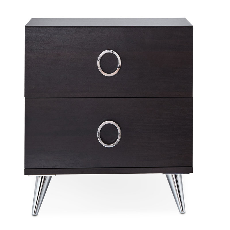 Table compacte avec deux tiroirs pour organiser les essentiels - contemporain, pieds argentés, rangement rectangulaire, look moderne, effilé argent