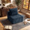 Fauteuil d'appoint modulaire Aldora, assise profonde, revêtement en flanelle, ressorts ensachés, aucun assemblage requis, emballage compressé pour salon, module combinable à volonté, noir