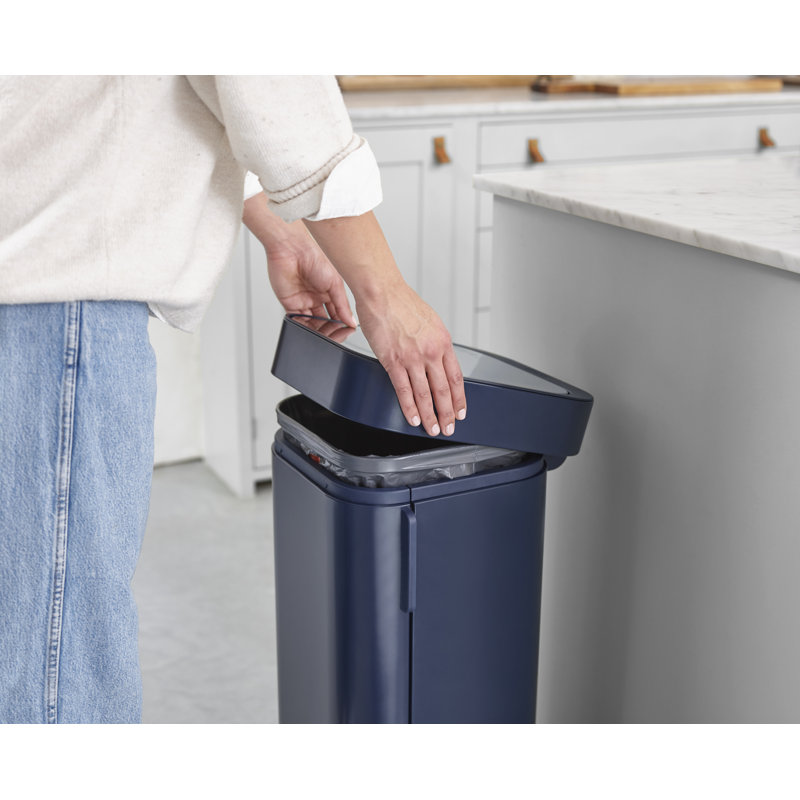 Porta 10.5 Gallon Easy-Empty Step Trash Can, Blue