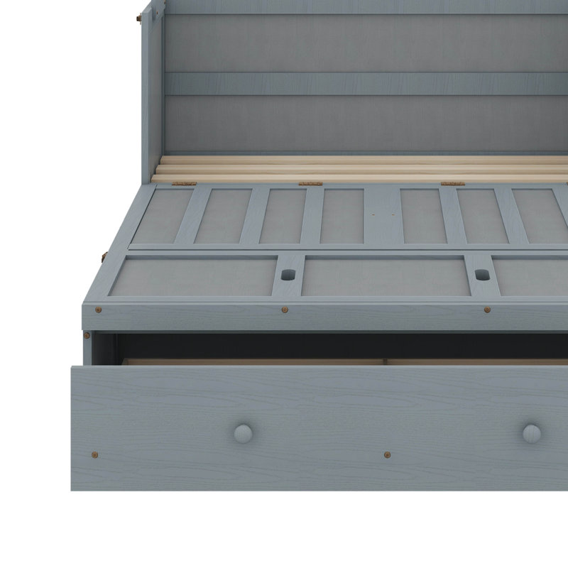 Murphy Bed With USB Port And Drawer, Gray, Full