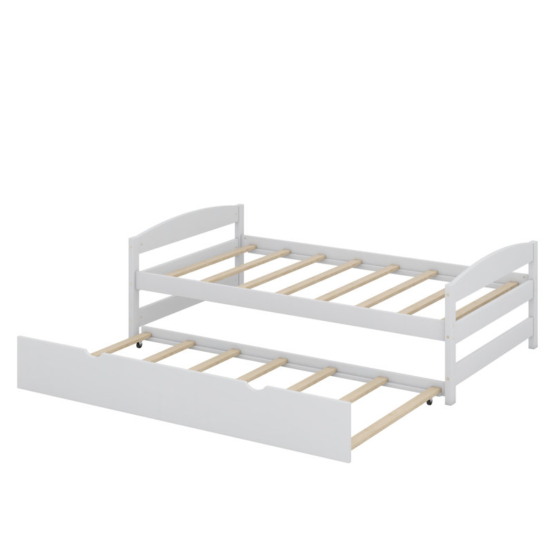 Platform Bed With Trundle, White