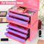 Boîte de rangement pour maquillage rose-violette à cinq tiroirs, idéale pour organiser vos cosmétiques et autres articles de toilette. En acier, empilable, cinq tiroirs de rangement, laminée à froid, imperméable et facile à utiliser.