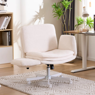 Cross-Legged Home Office Chair with Flip-up Armrests, 2 Side Pockets