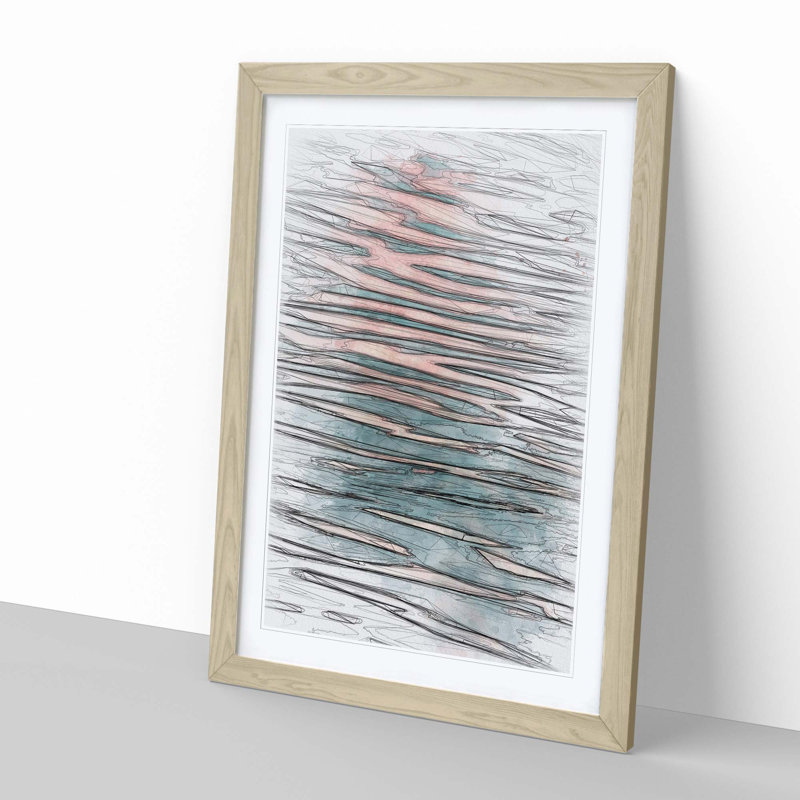 Pink Water Ripples - Framed Print, Oak, 50cm H x 35cm W x 2cm D