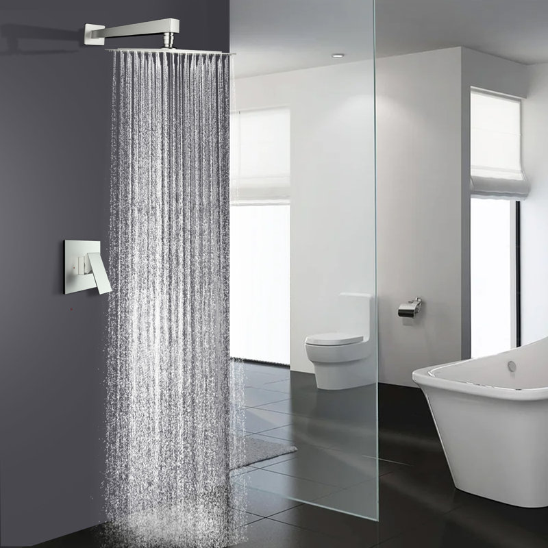 Wall Mounted Pressure-Balanced Complete Shower System, Brushed Nickel