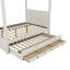 Lit à baldaquin double avec lit gigogne et rangement, beige-130079133