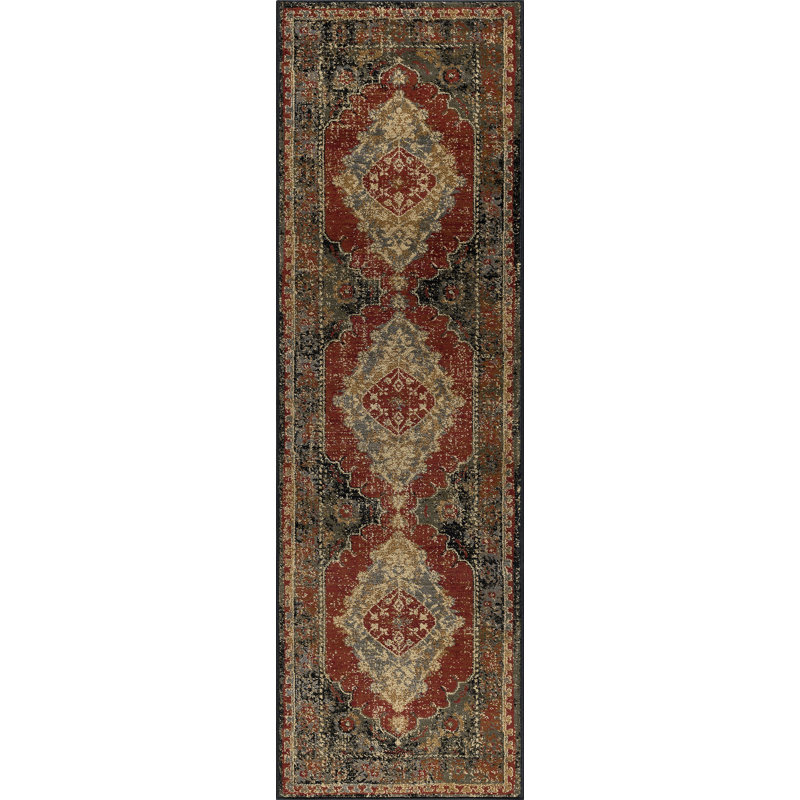 Tapis oriental rouge Falken, Tapis de couloir 2 pi 3 po x 7 pi 3 po