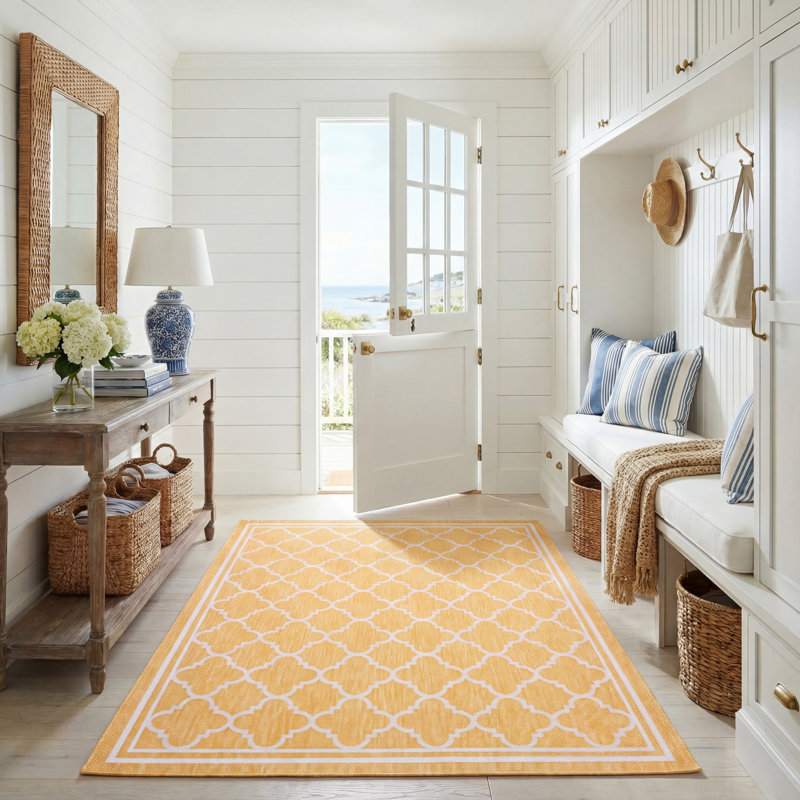 Tapis d'intérieur / extérieur à motif géométrique Almetta Performance, Rectangle 5 pi 3 po x 7 pi 7 po