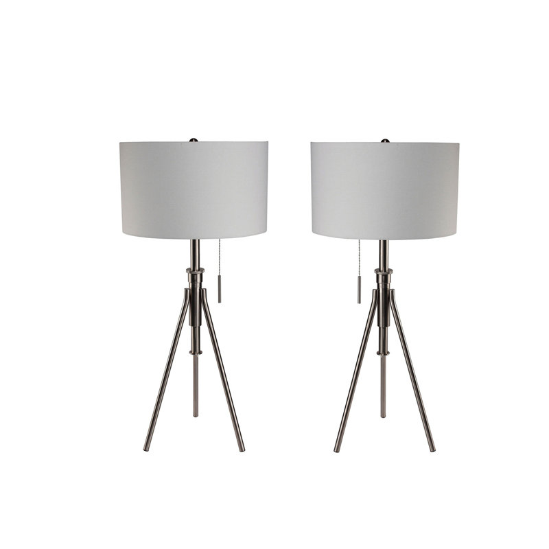 Vintage Look 1pc Floor Lamp, Brushed Chrome, Light Gray