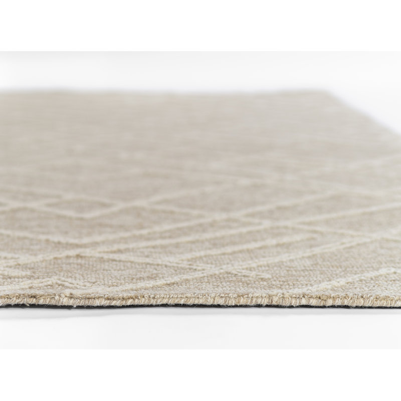 Wendell Beige Abstract Wool Rectangular Rug 2' x 4'