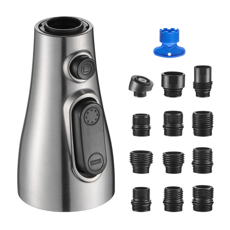 4 Function Pull Down Kitchen Faucet Spray Head Replacement with 12 Adapter Kit