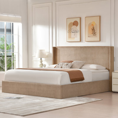 Lugent Corduroy Upholstered Hydraulic Lift Storage Platform Bed