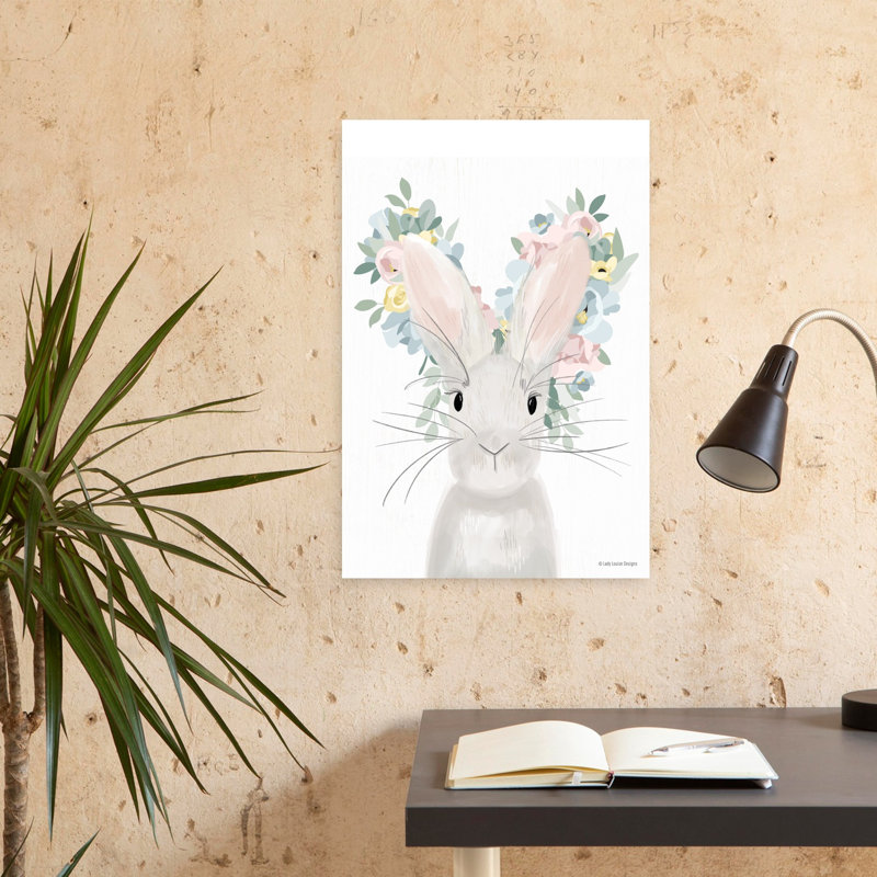 Art floral de lapin floral, H 24 po x l 16 po