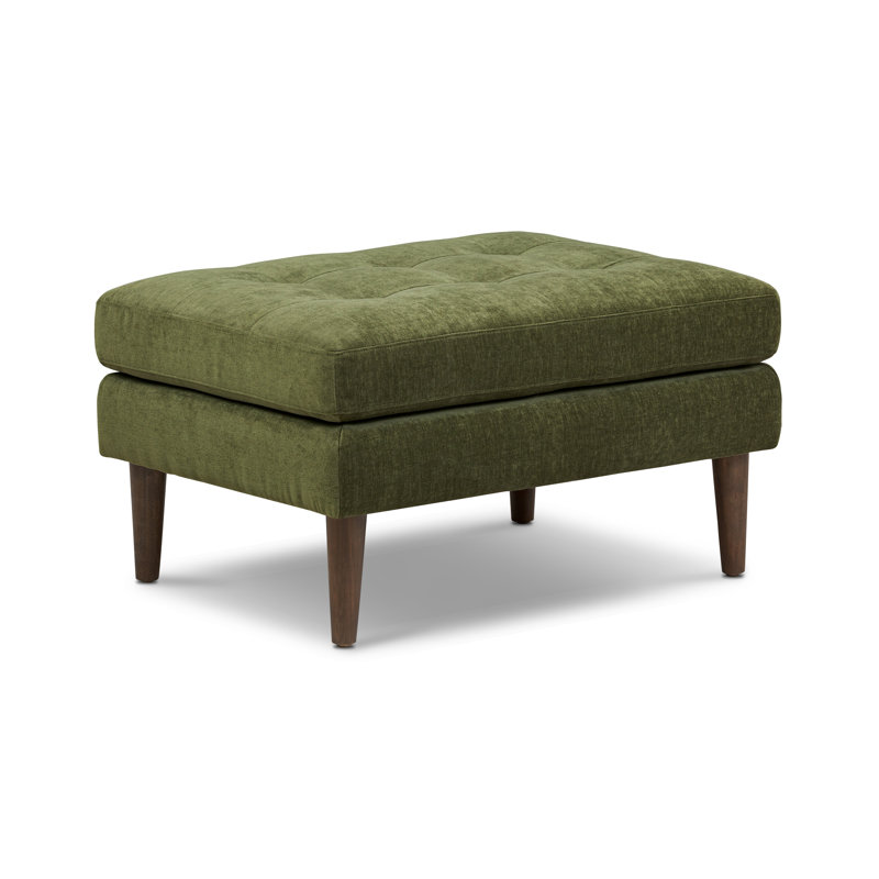  Velvet Upholstered Ottoman, Distressed Green