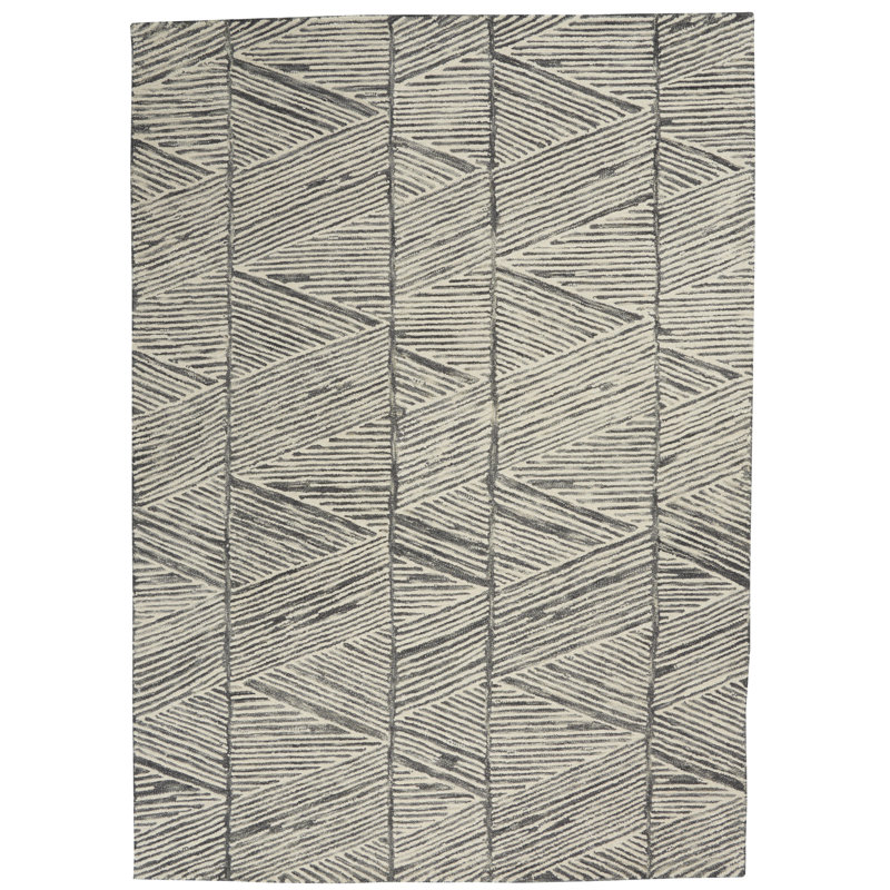 Tapis gris touffeté en laine, Rectangle 3 pi 9 po x 5 pi 9 po