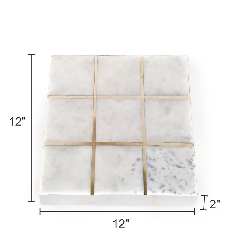 Boîte décorative Tic-Tac-Toe, Blanc, H 2 po x l 12 po x P 12 po