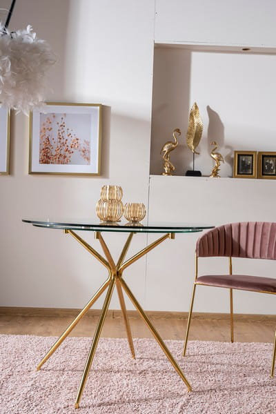 Aimiee Round Glass Top Dining Table