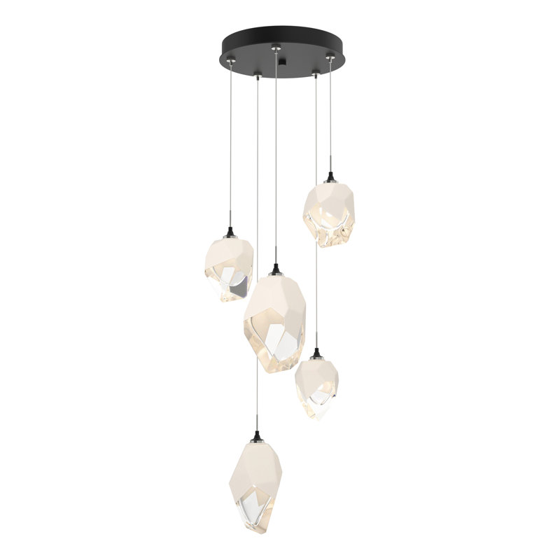 Chrysalis 5 - Light Cluster Geometric Pendant, Black, White, 15" - 80"