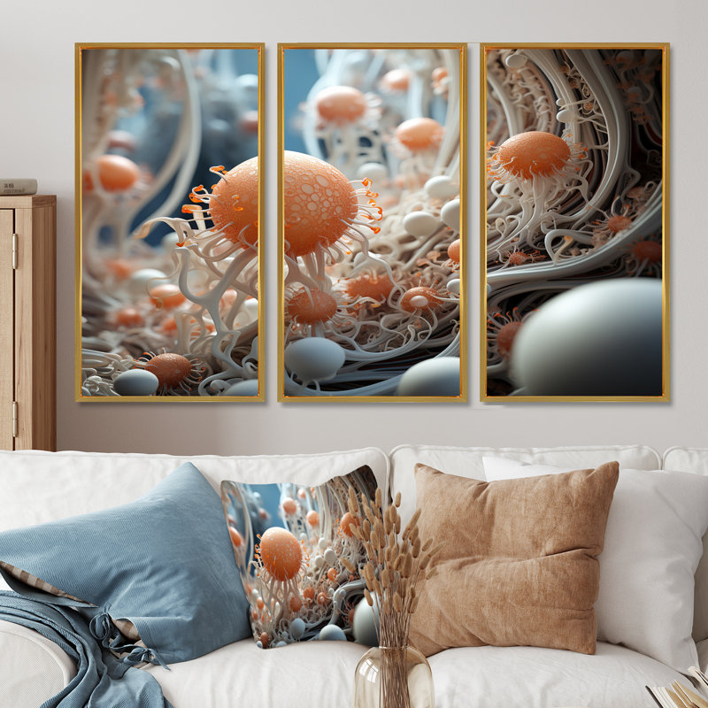 Conola - Abstract Landscape Wall Art Set, Gold Floater Framed, 32" H x 48" W x 1" D
