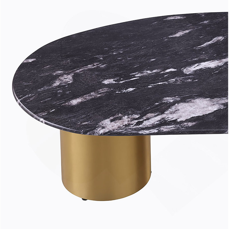 Table basse ovale avec plateau en pierre frittée pour le salon