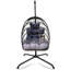 Fauteuil pivotant avec support de type C en osier avec support et coussin, chaise suspendue pliante en osier pour l'extérieur-1619049066