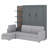 Queen Size Murphy Wall Bed with Sofa & Shelves – Space-Saving Gray Wood Bed for Kids & Teens Bedroom-1506379739