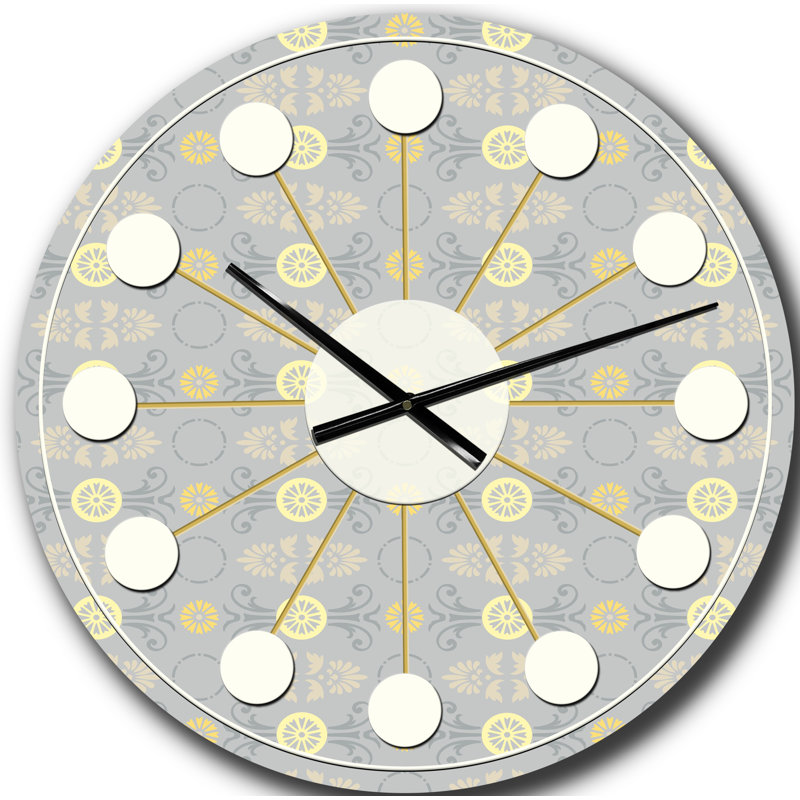 Motif de bleuet doré - horloge murale moderne Mid-Century, Grand