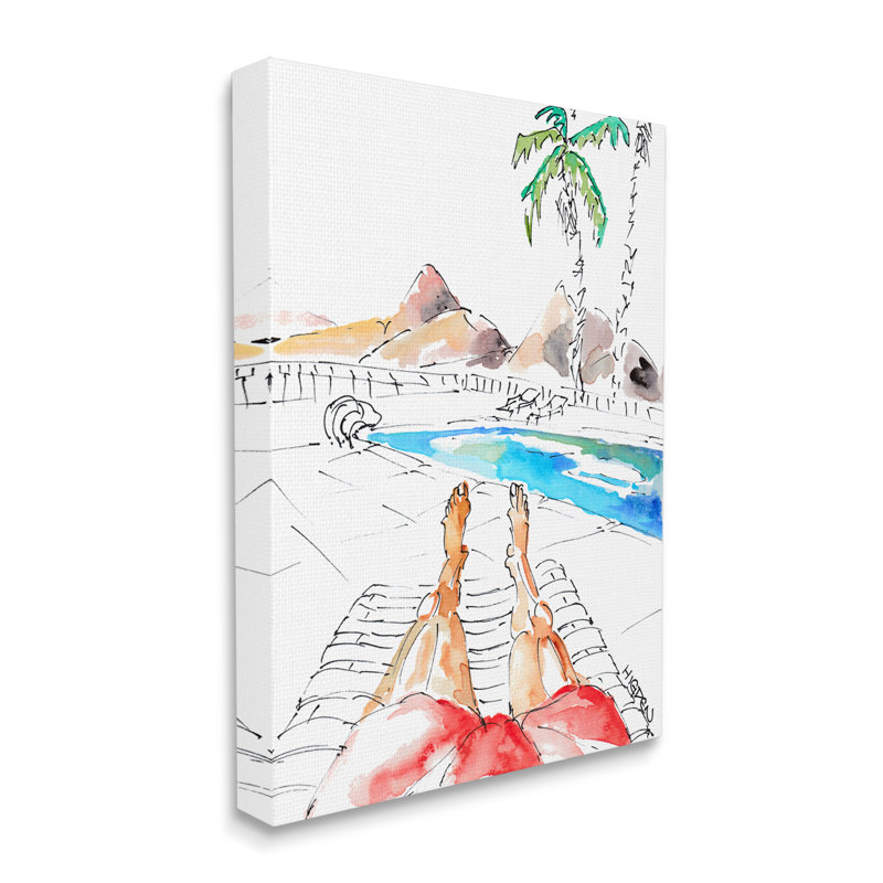 Maillot de bain homme de piscine désert d’été par Mark Higden-impression d’art graphique, H 48 po x l 36 po x 1,5 po