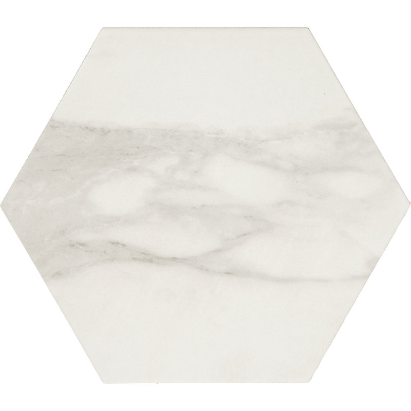 Daltile Perpetuo 8" X 9" Hexagon Matte Porcelain Floor Tile (25 PCS Per Carton) (9.27 SQFT Per Carton), Brilliant White