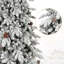 Arbre de Noël 8 pi en PE / PVC floqué avec 44 pommes de pin naturelles - 1634 pointes, conception peu encombrante, branches articulées, base en métal stable, aspect enneigé réaliste-1809143751-1809143744