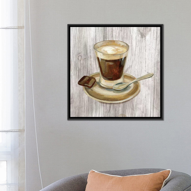 « coffee time iii », reproduction d’art sur toile, H 18 po x l 18 po x P 1,5 po, Toile avec cadre noir, Pas de tapis