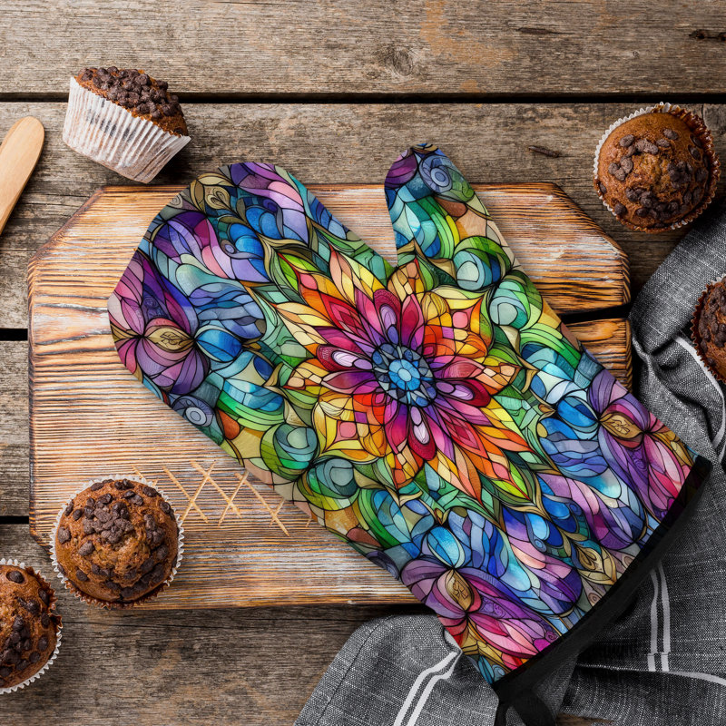 Rainbow Panel Shine Oven Mitt Cotton Twill