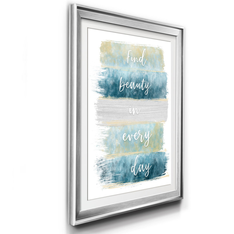 «Find Beauty» - Reproduction d'art textuel sur papier encadré, H 18,5 po x l 24,5 po x P 1,5 po, Argent