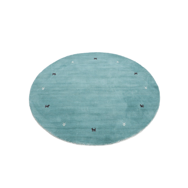 Handwoven Wool Gabbeh Uni Turquoise Rug