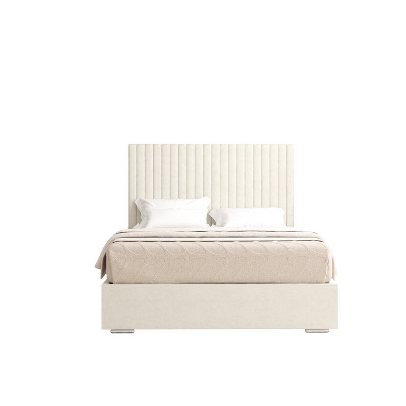 Aidean Upholstered Bed Frame, Cream, Single (3')