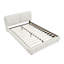 Grand lit plateforme en tissu bouclé de style crème grand, cadre rembourré doux avec des pieds en bois massif, aucun sommier nécessaire-1105139692
