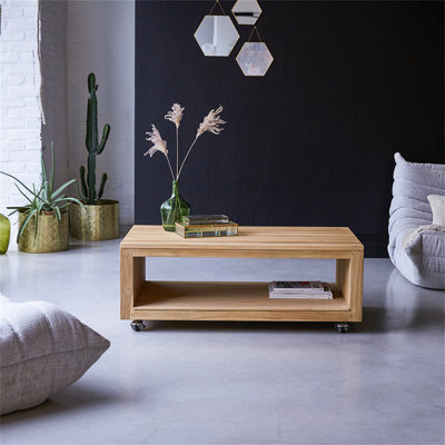 Knouse Solid Wood Solid Wood Floor Shelf Coffee Table with Storage
