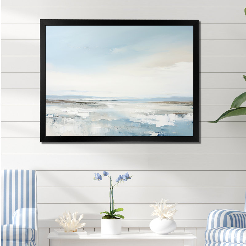 «Soft Color Beach Horizon V - Coastal Minimalisme», reproduction sur toile encadrée, H 24 po x l 32 po x P 1 po