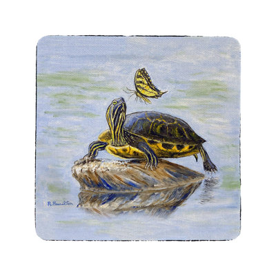 Sous-verre tortue et papillon